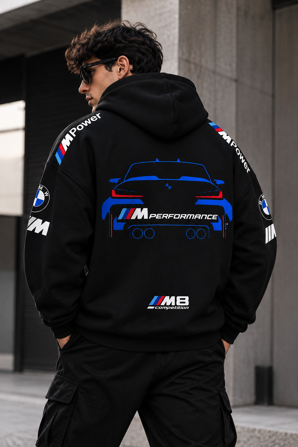 BMW M Performance Graphic Oversized Black Hoodie