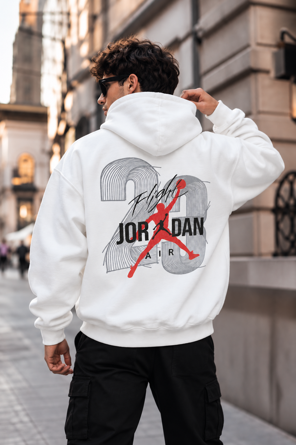 Jordan Air 23 Flight Graphic Oversized White Hoodie