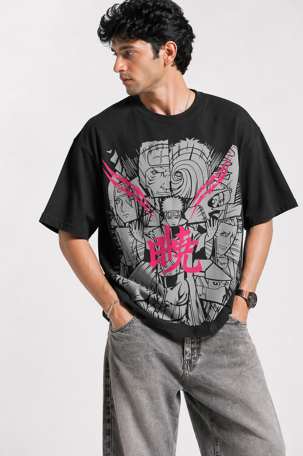 Awakening Panel Anime Oversized T-Shirt – Black