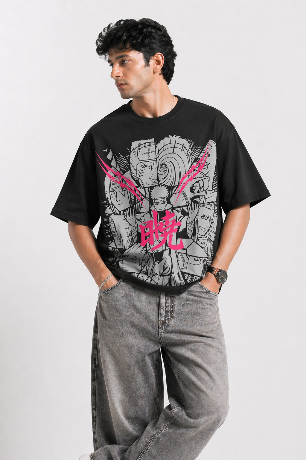 Awakening Panel Anime Oversized T-Shirt – Black