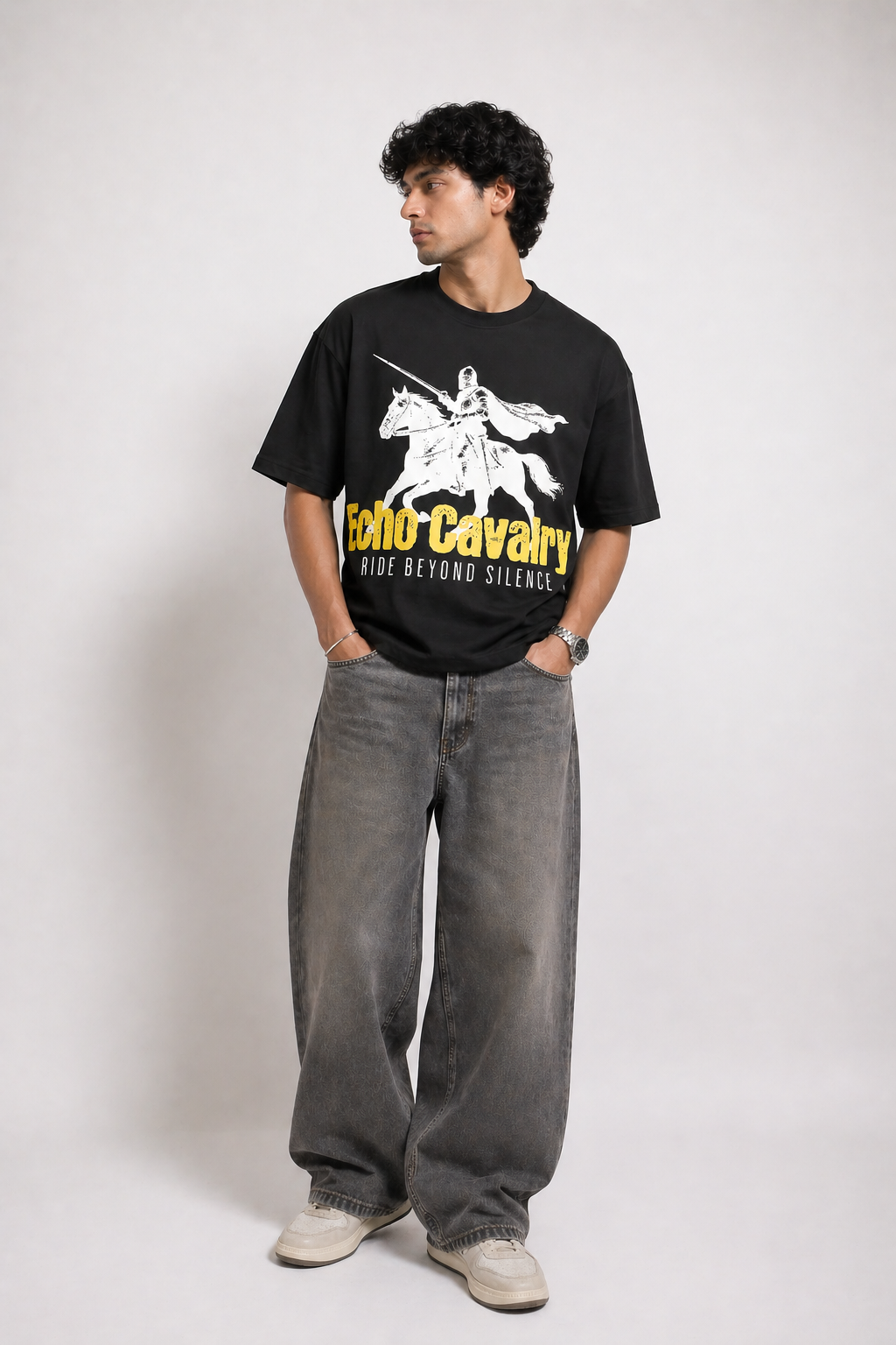 Echo Cavalry — Ride Beyond Silence (Boxy Fit Heavyweight Tee) ⚔️🐎