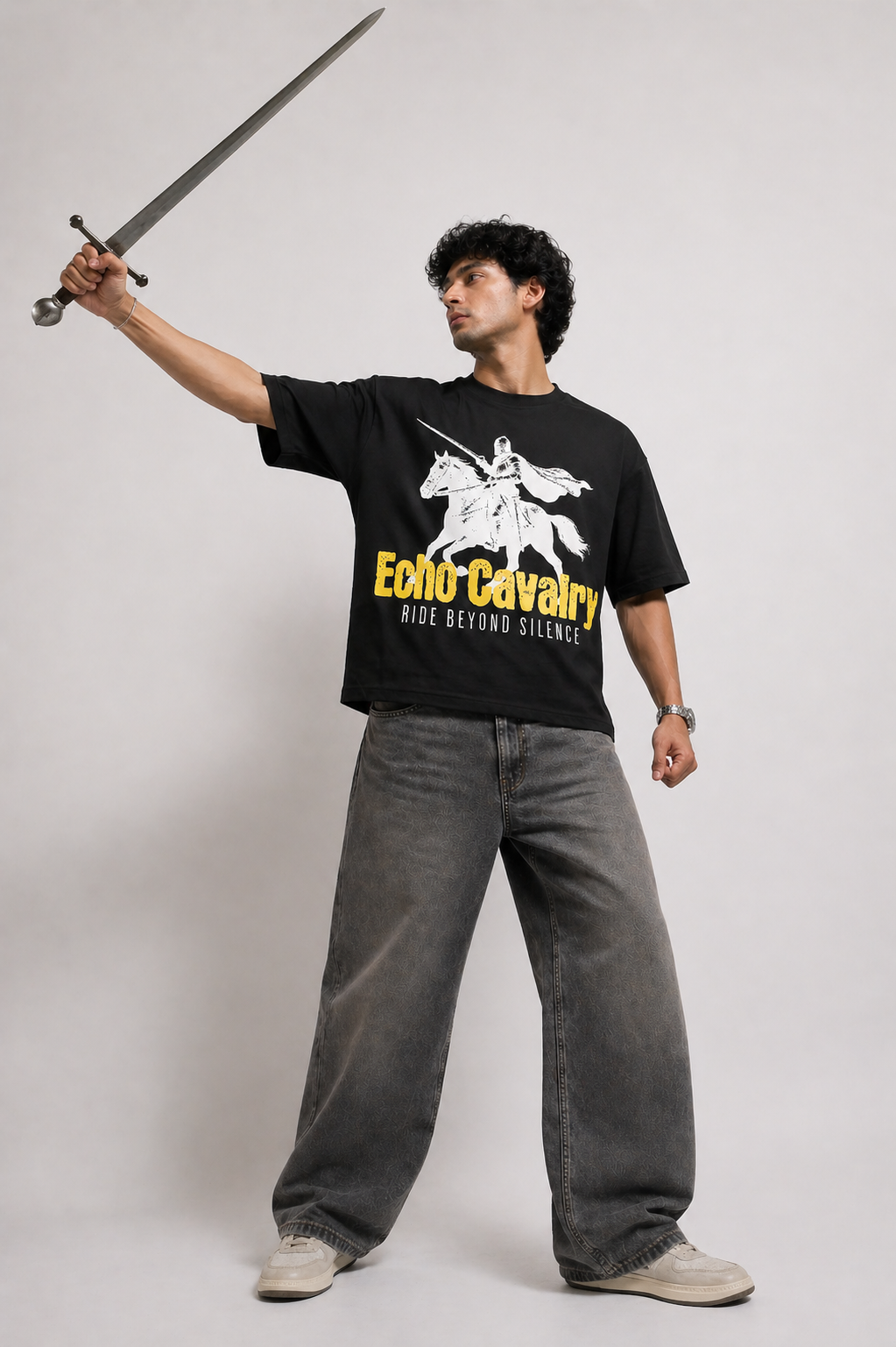 Echo Cavalry — Ride Beyond Silence (Boxy Fit Heavyweight Tee) ⚔️🐎