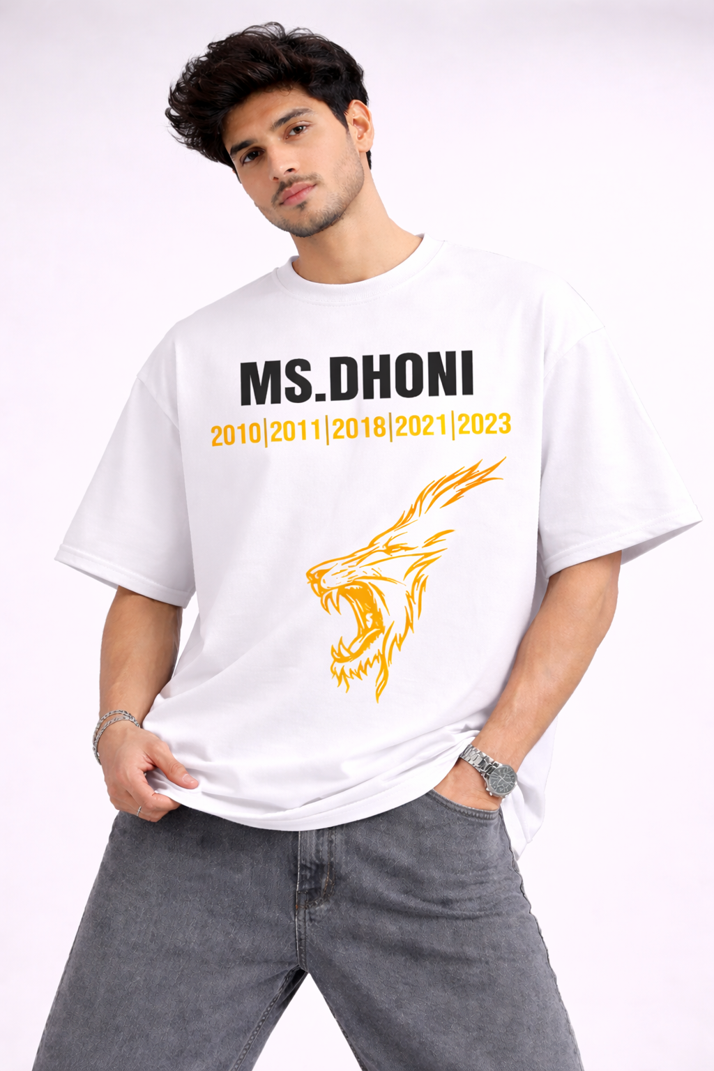 Ms.Dhoni “One Last Time – Thala 07” Oversized T-Shirt White