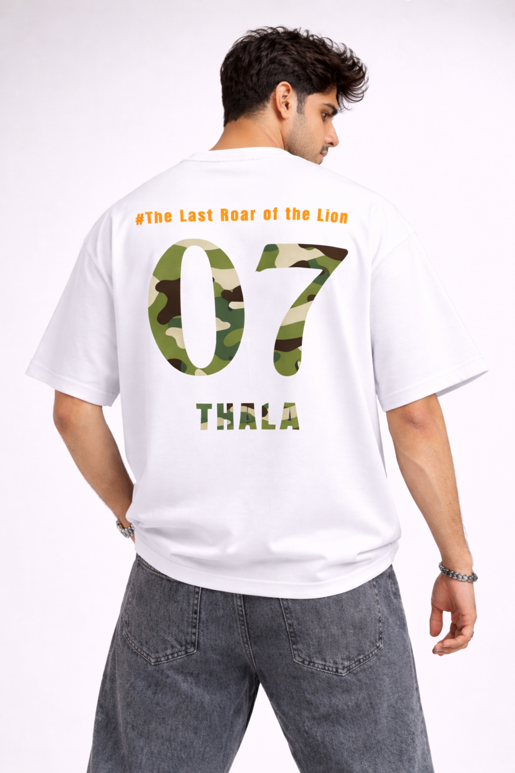Ms.Dhoni “One Last Time – Thala 07” Oversized T-Shirt White