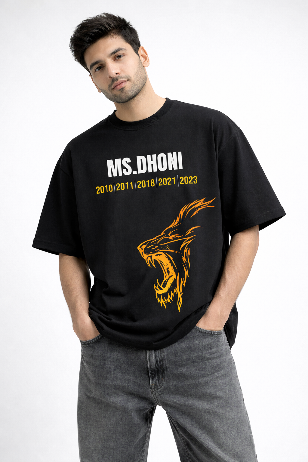 Ms.Dhoni “One Last Time – Thala 07” Oversized T-Shirt Black