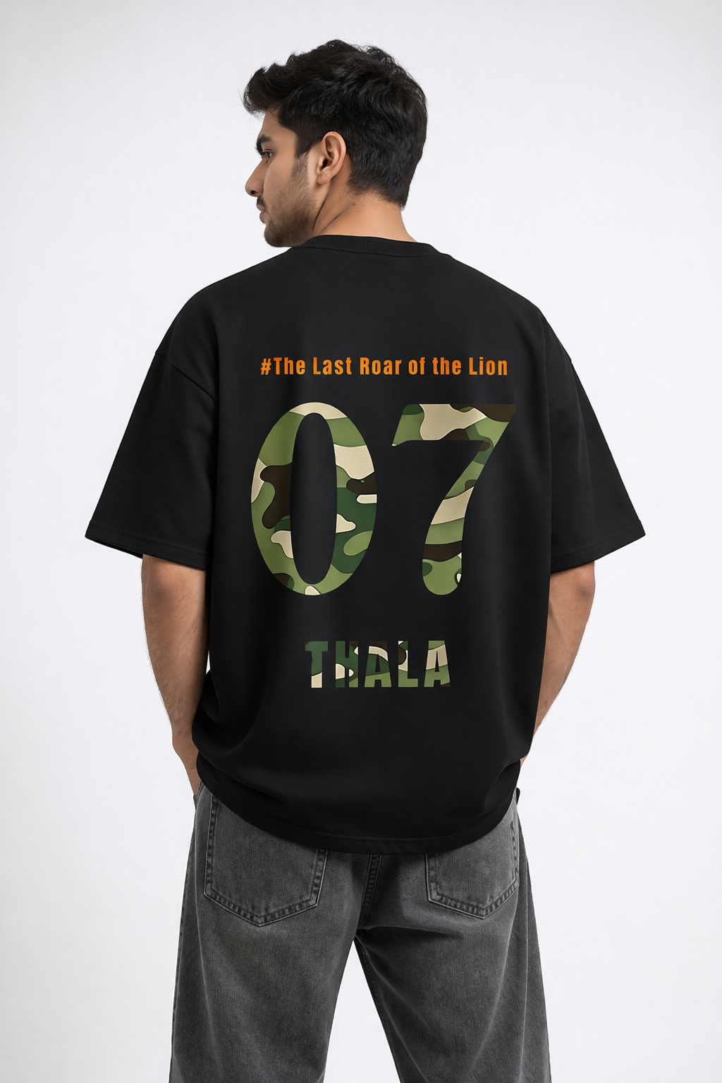 Ms.Dhoni “One Last Time – Thala 07” Oversized T-Shirt Black