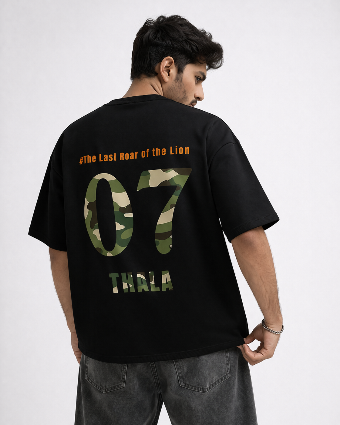 Ms.Dhoni “One Last Time – Thala 07” Oversized T-Shirt Black