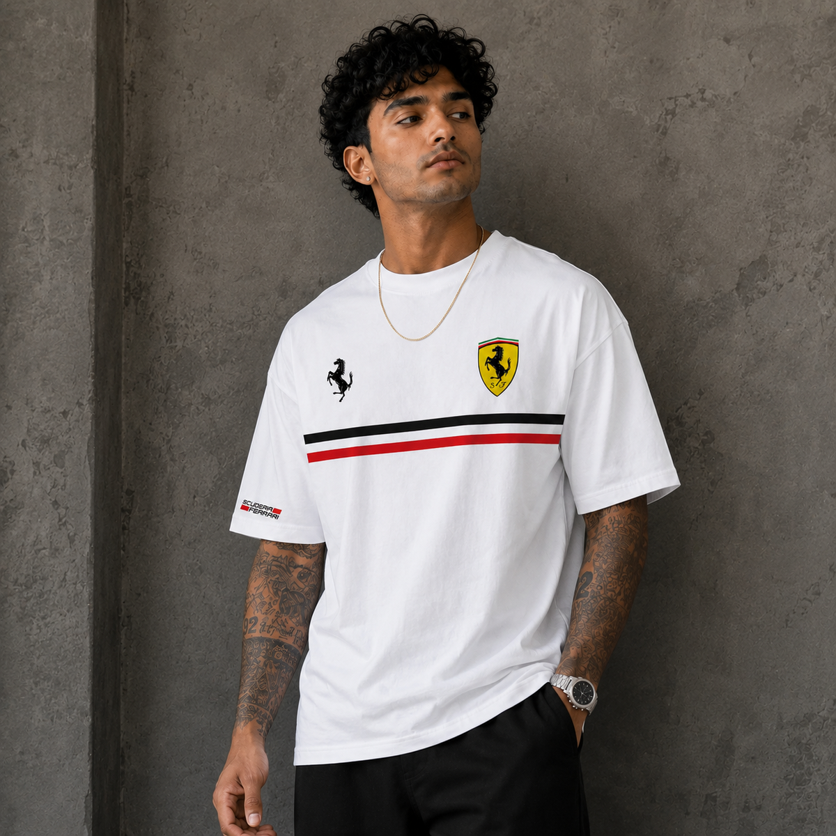 Scuderia Ferrari Racing Stripe Oversized T-Shirt