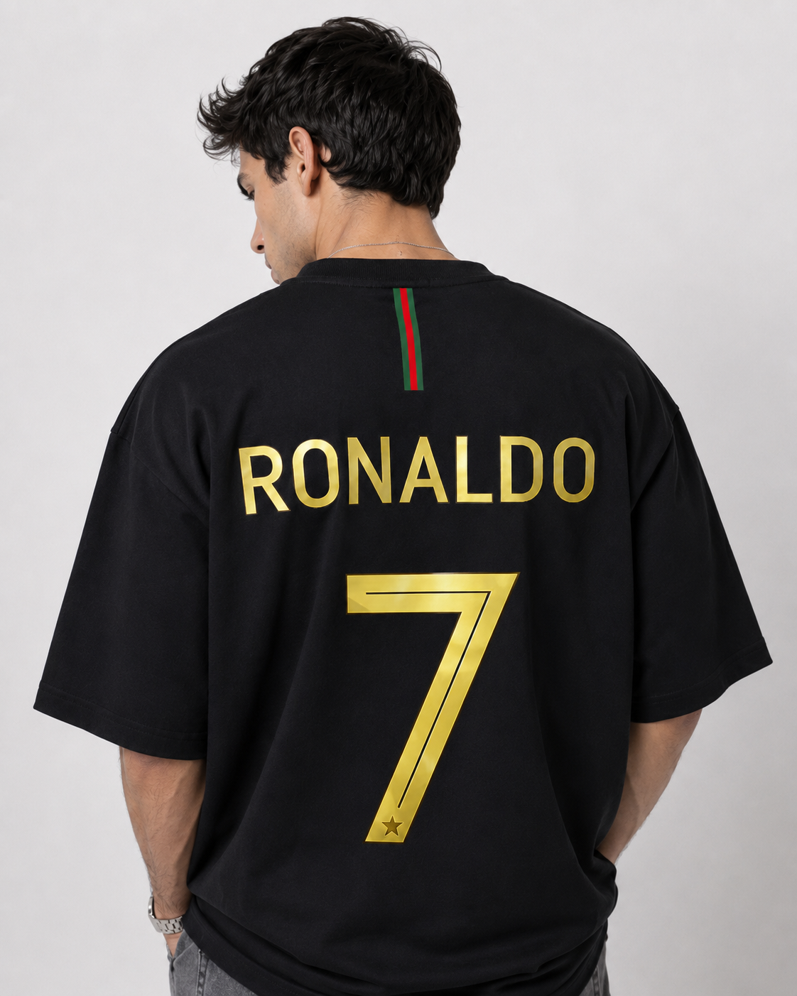 🇵🇹 Cristiano Ronaldo 7 Portugal Oversized T-Shirt – Black Gold Edition
