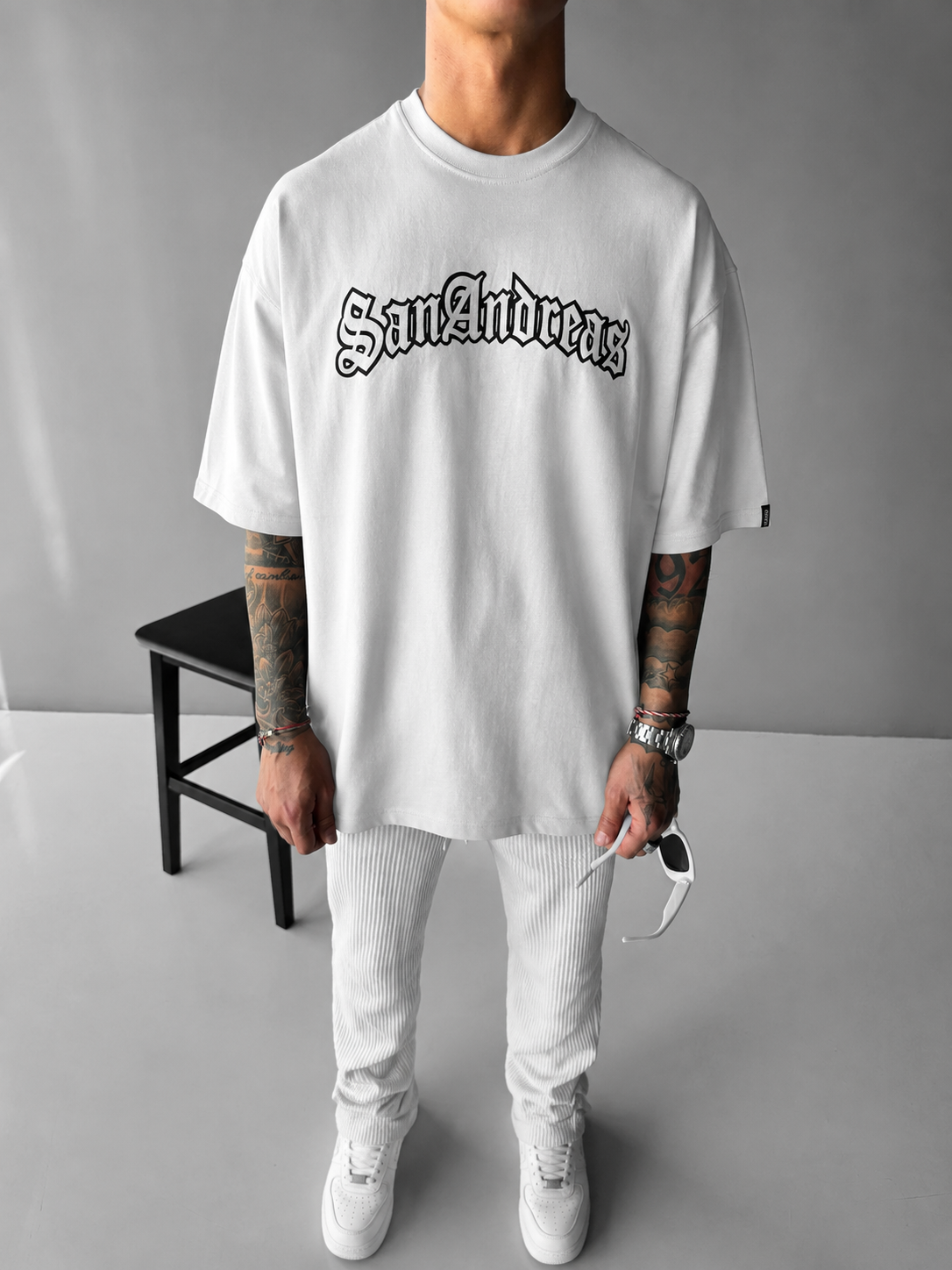 "San Andreas" Old English Oversized Graphic T-Shirt