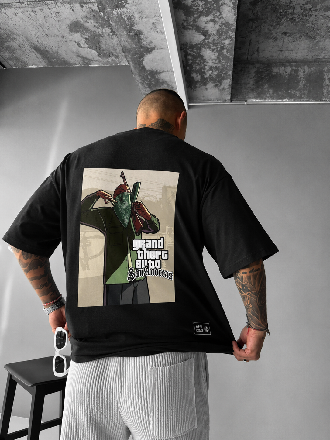 GTA San Andreas Character Box Art Drop-Shoulder Heavyweight Tee