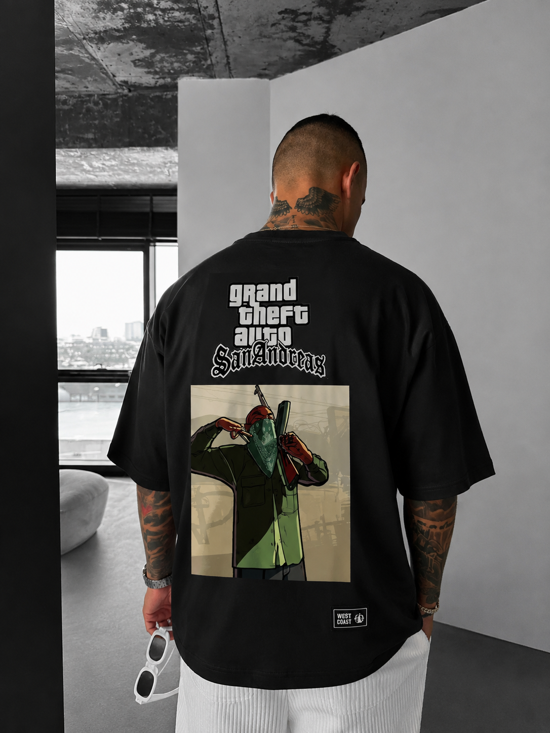 GTA San Andreas Character Box Art Drop-Shoulder Heavyweight Tee