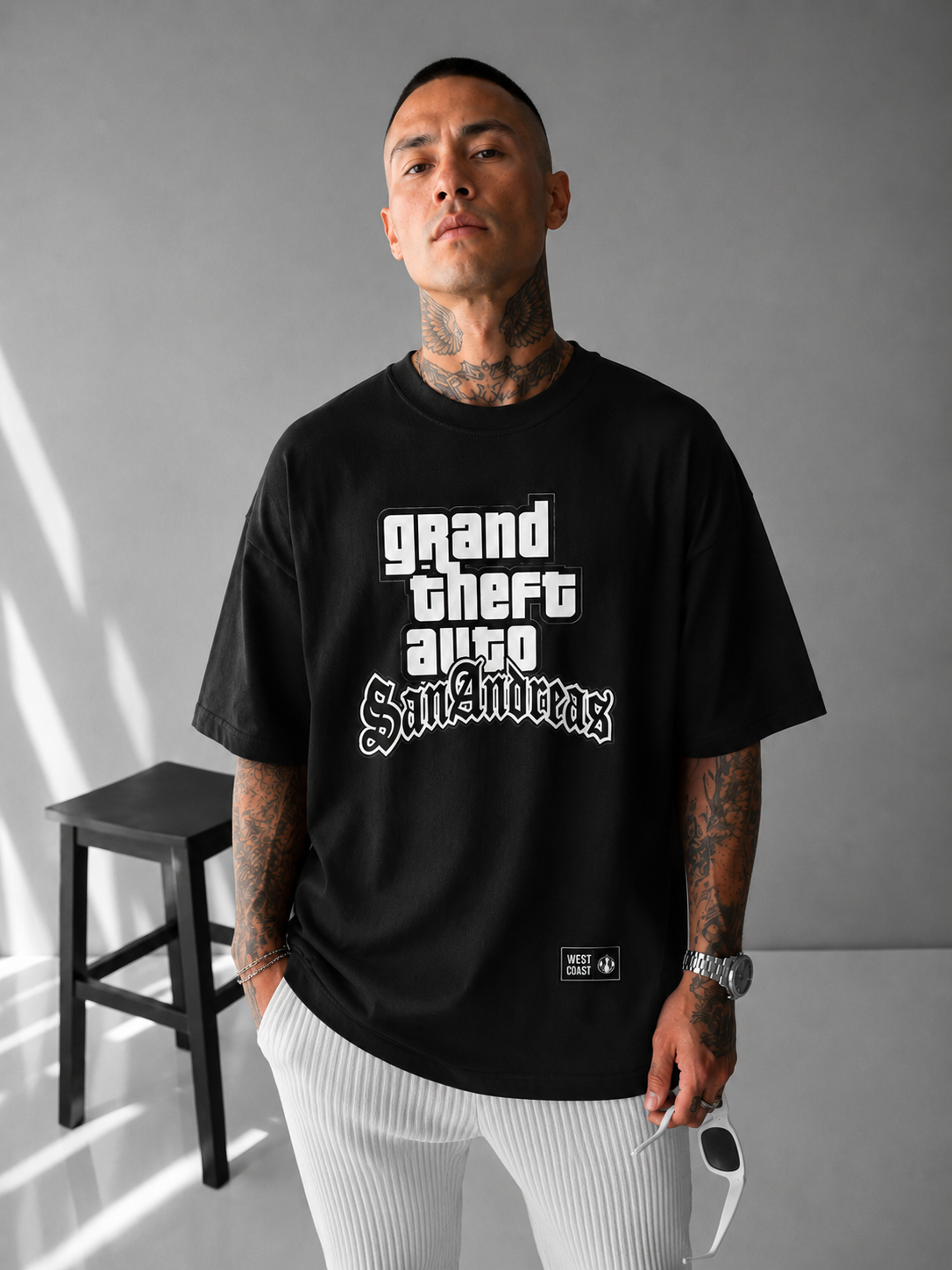 GTA San Andreas Character Box Art Drop-Shoulder Heavyweight Tee