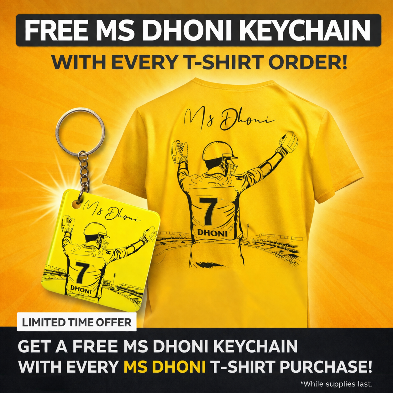 MS Dhoni Legacy Oversized T-Shirt - Black