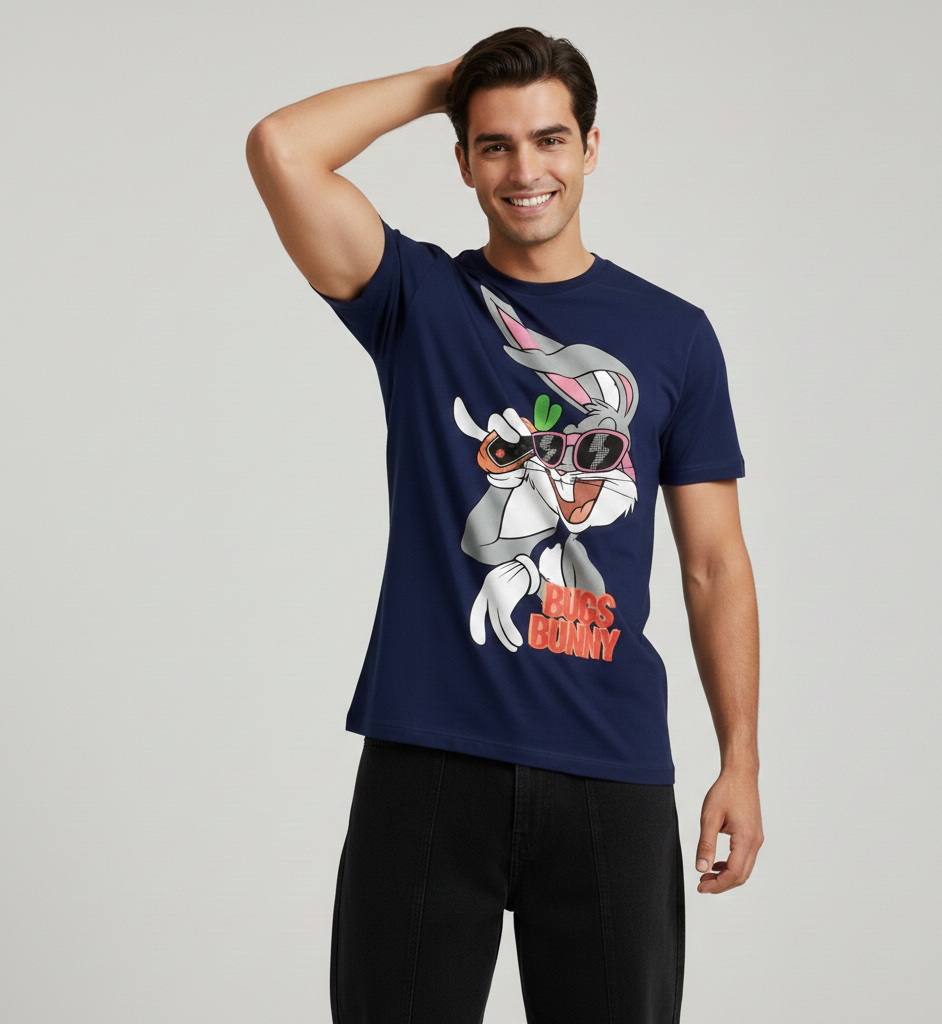 Midnight Blue Cartoon Graphic T-Shirt