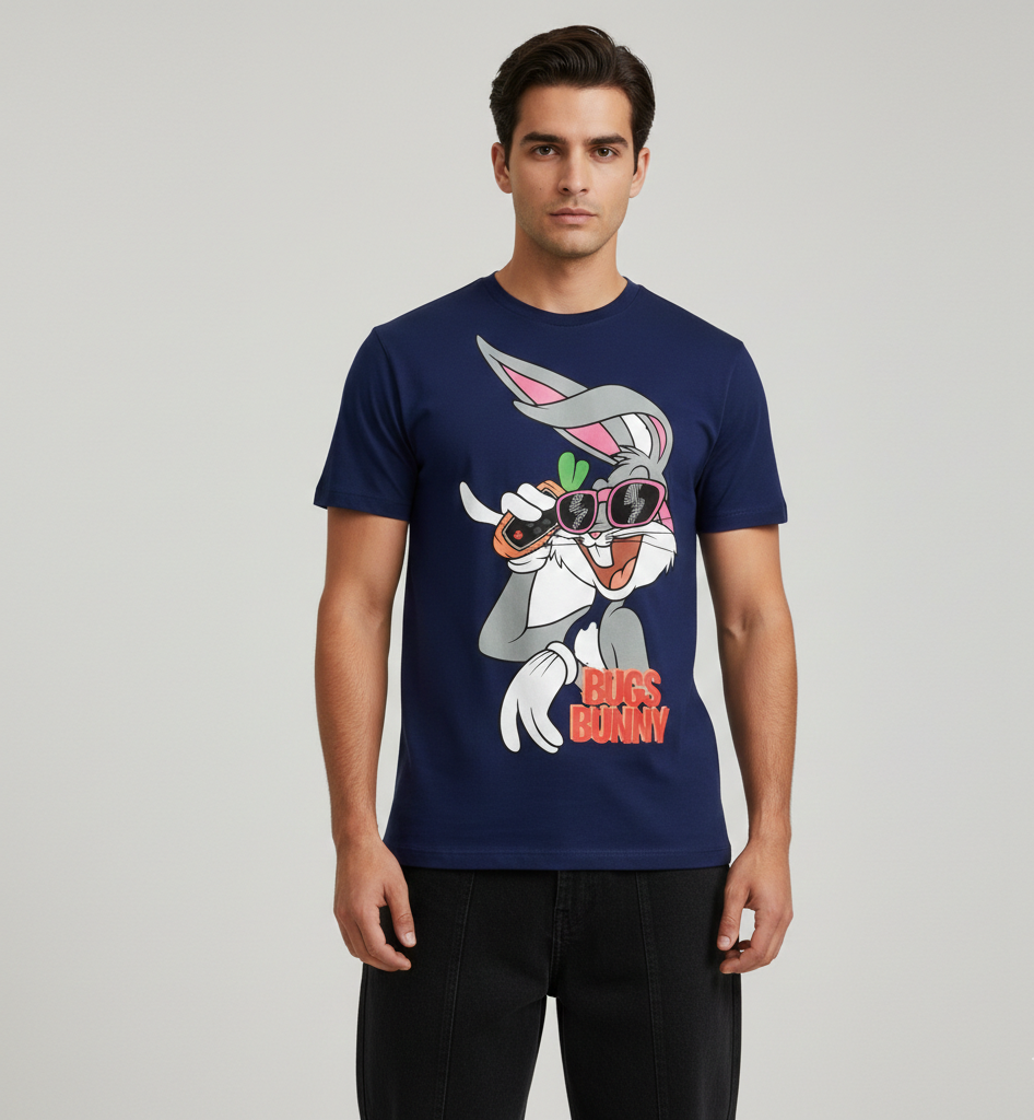Midnight Blue Cartoon Graphic T-Shirt