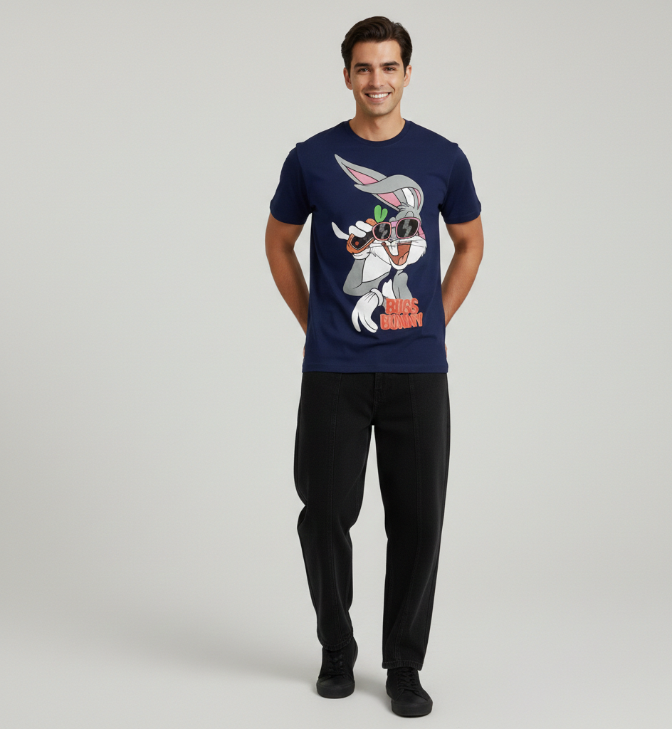 Midnight Blue Cartoon Graphic T-Shirt