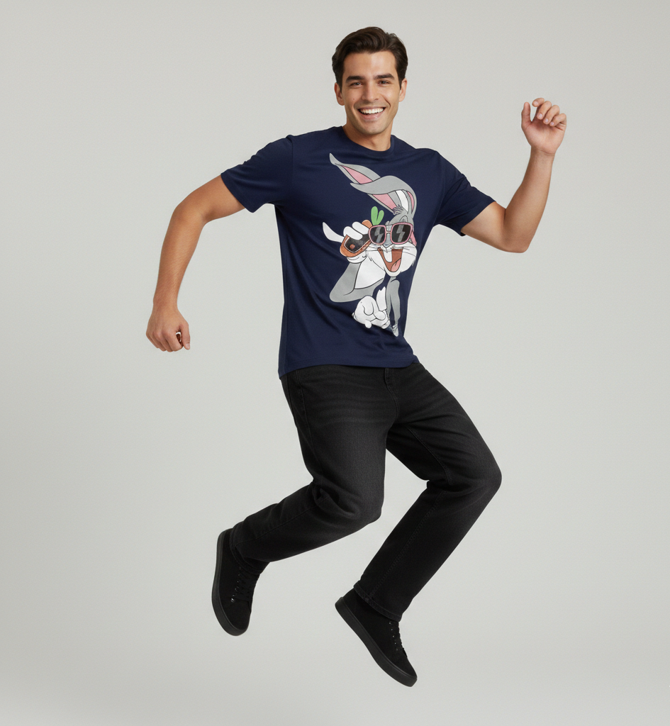 Midnight Blue Cartoon Graphic T-Shirt