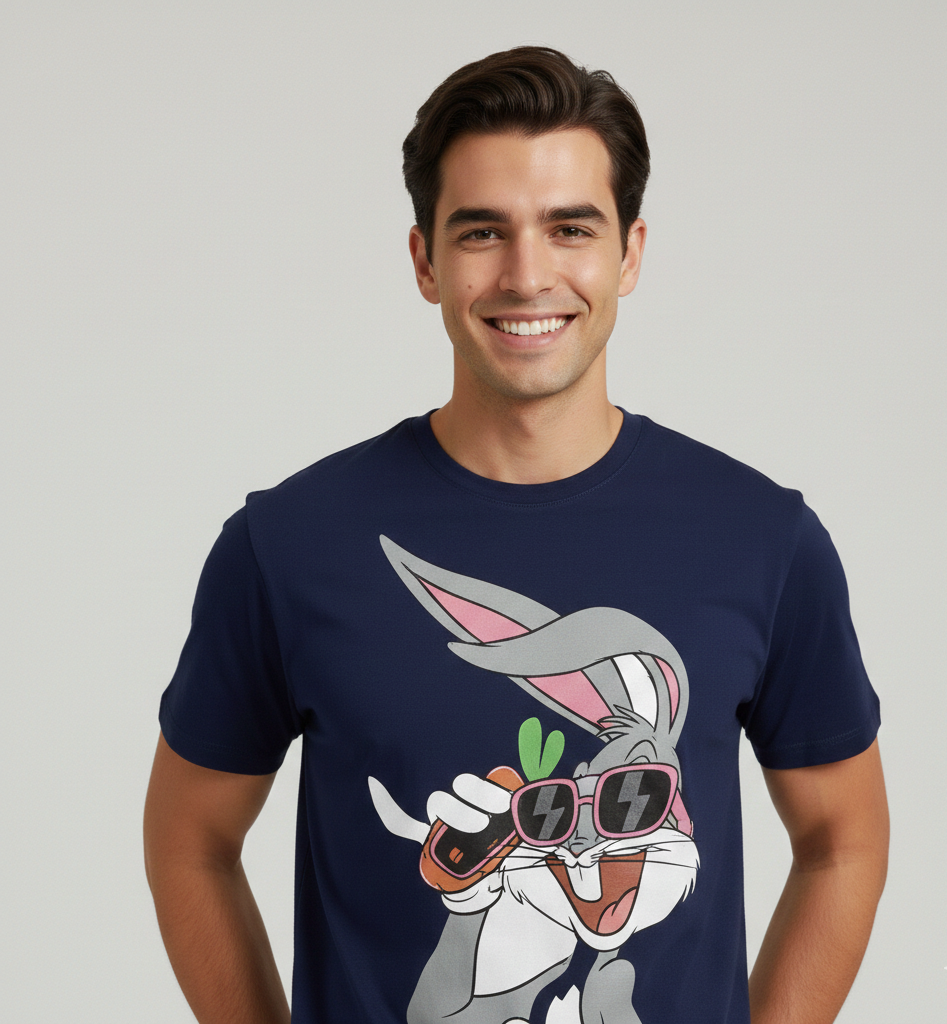 Midnight Blue Cartoon Graphic T-Shirt