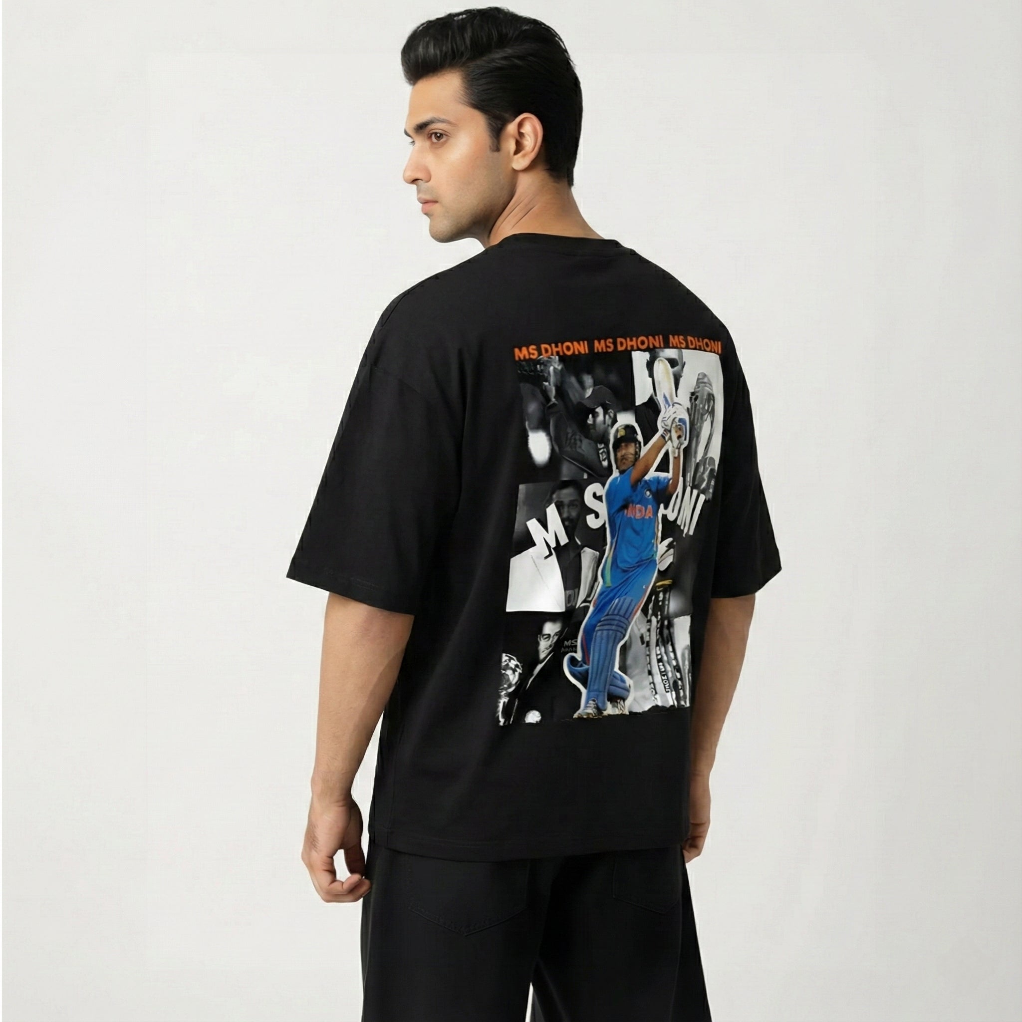 MS Dhoni Legacy Oversized T-Shirt - Black