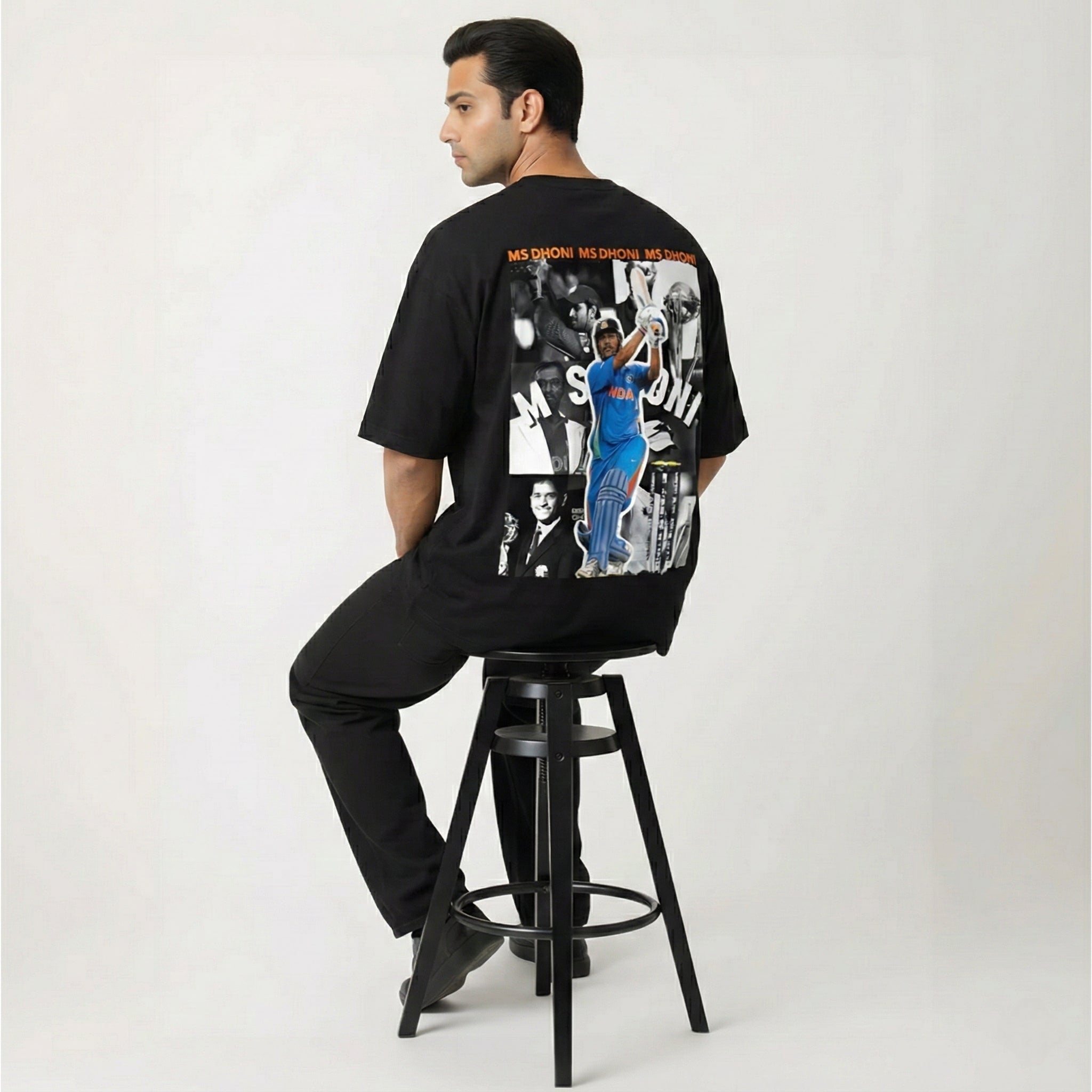 MS Dhoni Legacy Oversized T-Shirt - Black