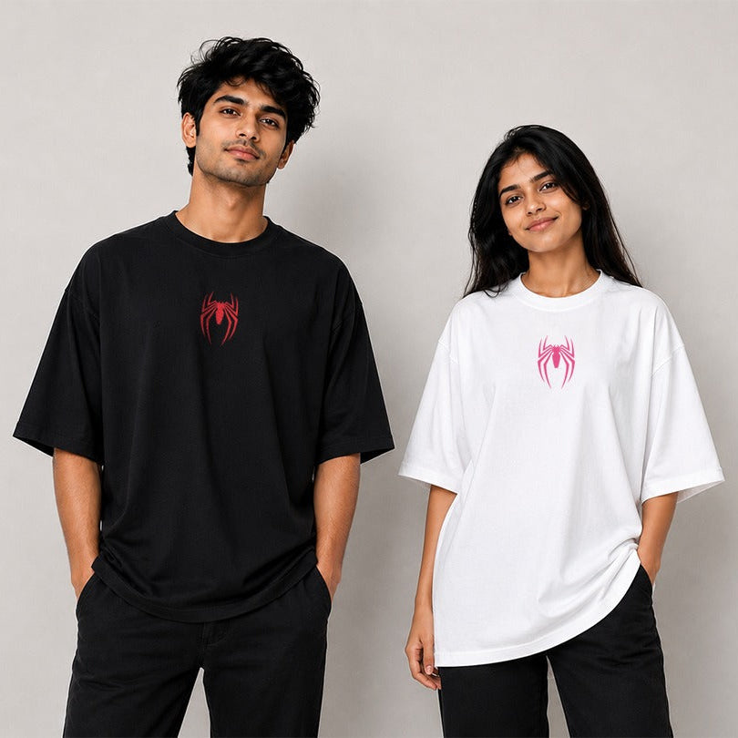 Spider Couple Oversized T-Shirt Combo – Spiderman & Spidergirl Matching Tees by PrintedSoul