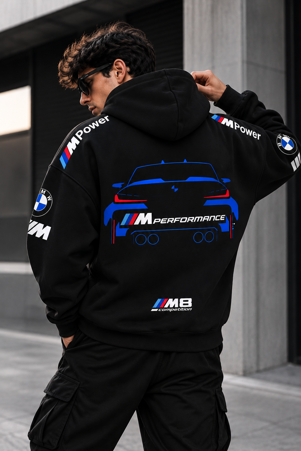 BMW M Performance Graphic Oversized Black Hoodie