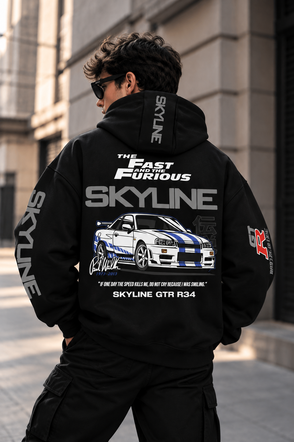 Skyline GT-R R34 Fast & Furious Oversized Black Hoodie