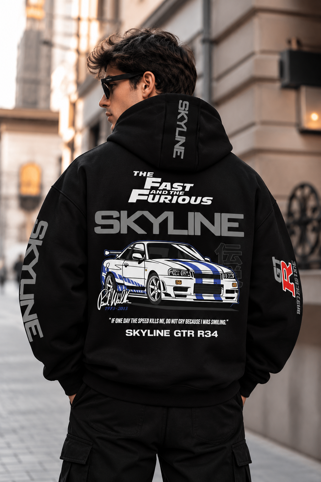 Skyline GT-R R34 Fast & Furious Oversized Black Hoodie