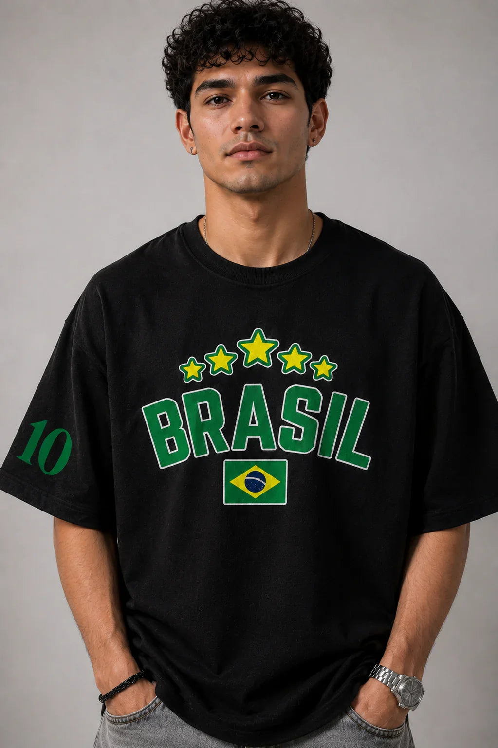 Brasil No.10 Oversized T-Shirt – Black Edition