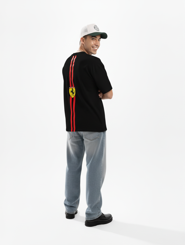 "16 SPEEDLINE" Oversized Tee - Black