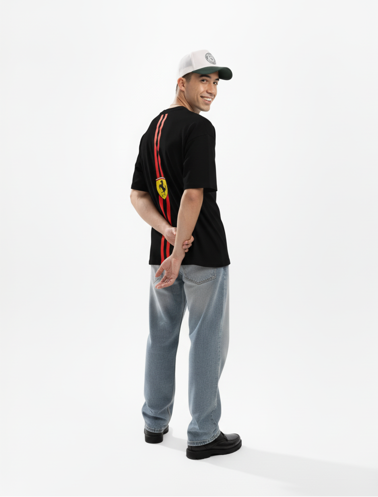 "16 SPEEDLINE" Oversized Tee - Black
