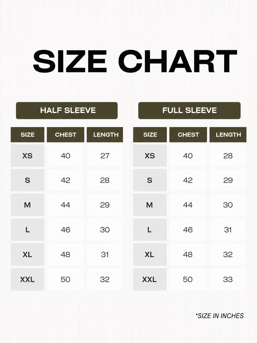 Size chart