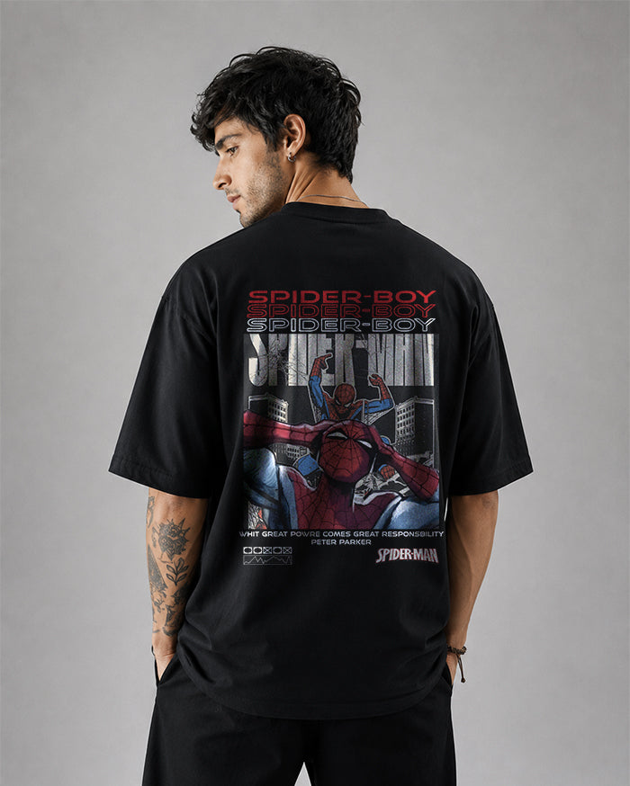 Spider-Man Urban Graphic Oversized T-Shirt | Premium Cotton by PrintedSoul