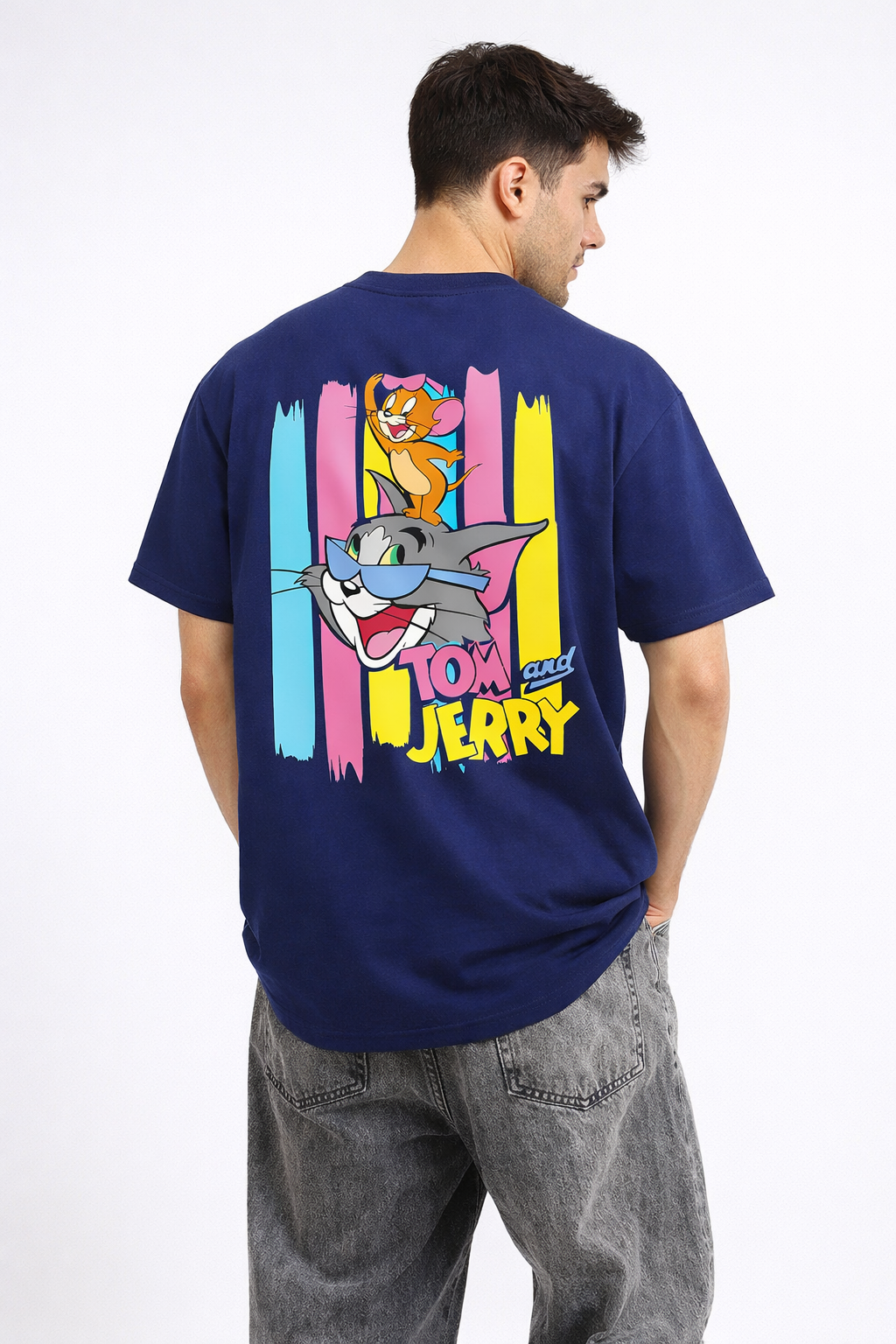 Navy Blue Tom & Jerry Graphic Regular T-Shirt
