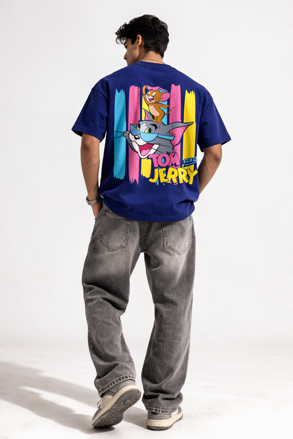 Navy Blue Tom & Jerry Graphic Regular T-Shirt