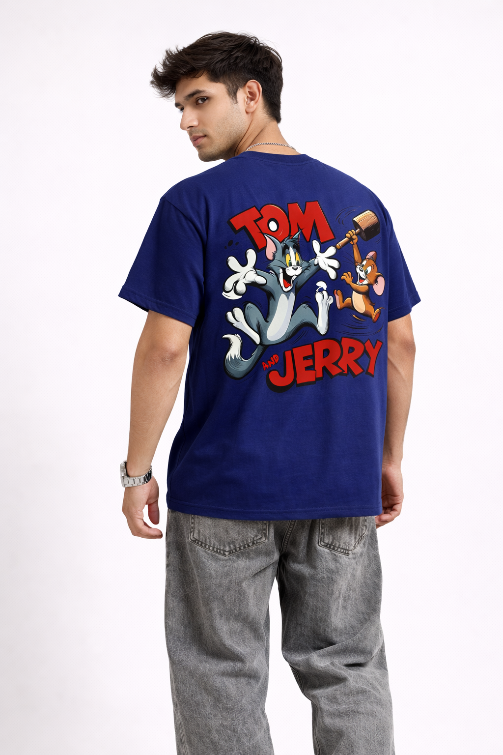 Royal Blue Tom & Jerry Action regular Graphic T-Shirt