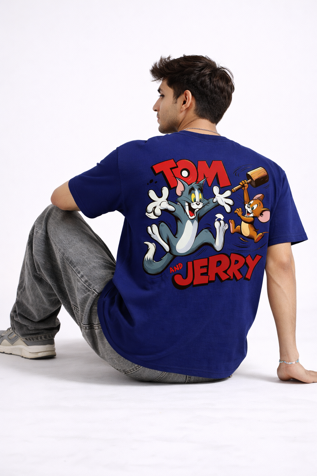 Royal Blue Tom & Jerry Action regular Graphic T-Shirt