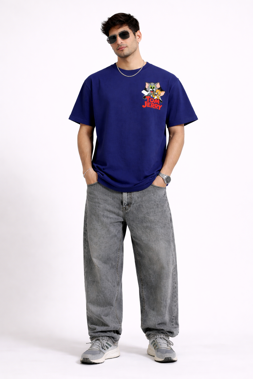Royal Blue Tom & Jerry Action regular Graphic T-Shirt